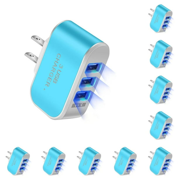Adaptador de carga USB Methold con indicador LED 3 puertos de plástico Negro