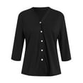 thumbnail image 7 of Godom Womens Button Down Shirts 3/4 Sleeve V Neck Dress Blouses Business Casual Tops, 7 of 7