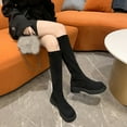thumbnail image 6 of Black Ladies Stretch Skinny Boots With Suede Material For Comfort And Height Boost Slim Design Ideal For Autumn Winter, 6 of 9