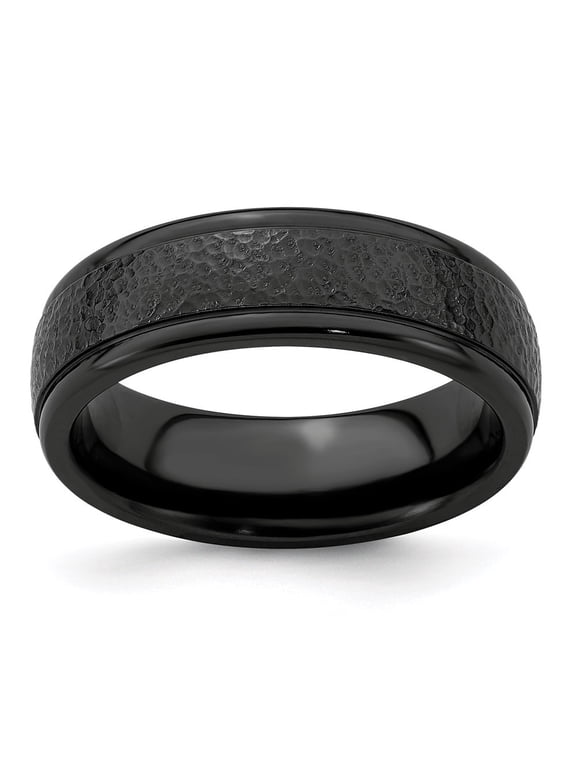 Auriga Fine Jewelry Titanium Black Ti Hammered 7mm Men's Band Size 11