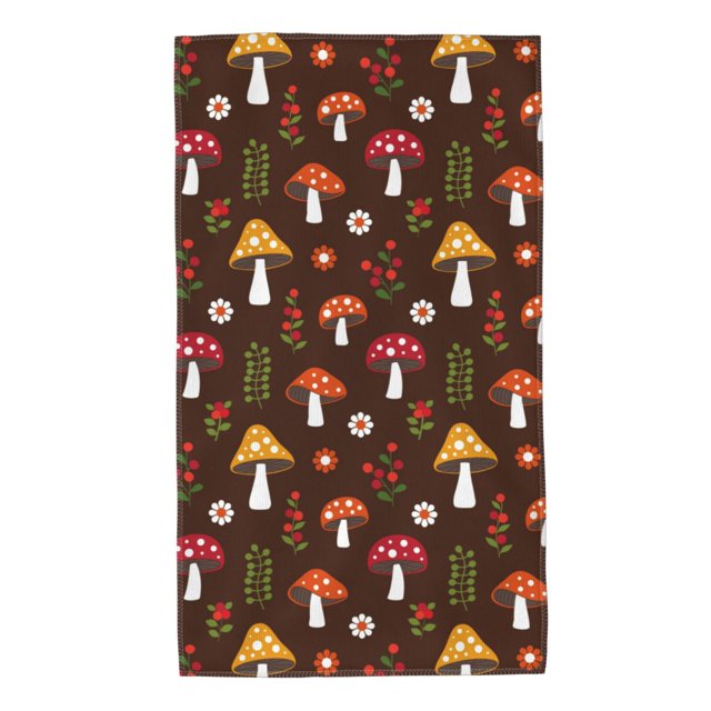 Fotbe Woodland Mushroom Toalla Premium con Patrón, Toalla de Microfibra de Secado Rápido, Ligera y Altamente Absorbente (27.5x16in), Ideal para Uso Diario