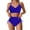 Blue, variant on Huowey Women Swimwears High Waisted Bikini Sets Drawstring Swimsuits Crisscross Tie Back Bathing Suit Resort Swim Wear Honeymoon Cruise Trendy Wear