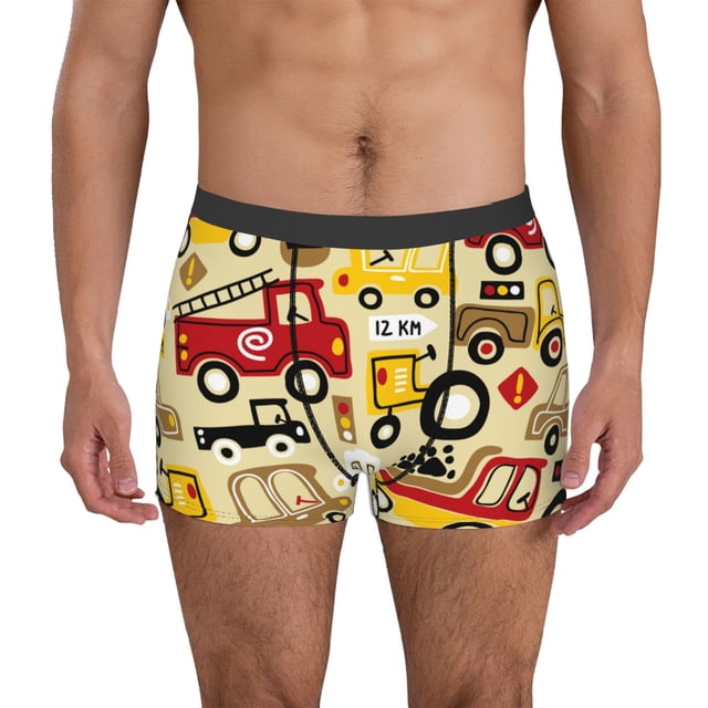 Balery Vehicles Calzoncillos bóxer para hombre, ropa interior de algodón suave y transpirable con cinturilla de nailon-Small