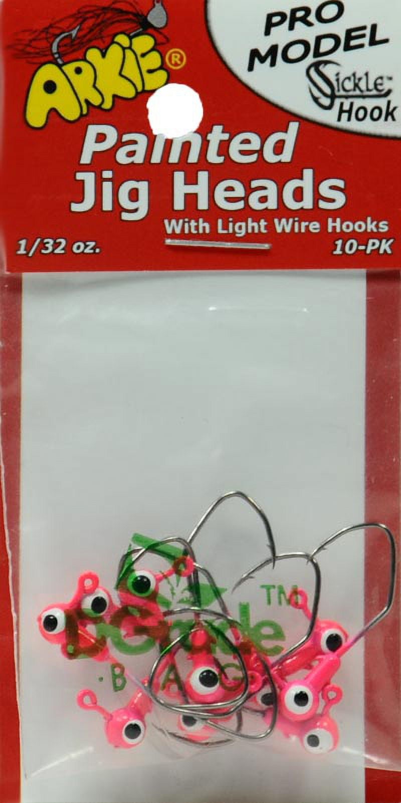 Arkie Lures Pro Model Sickle Hook Jig Head, Orange, 1/16 oz