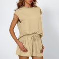 thumbnail image 7 of NMMUED 2 Piece Sets for Women 2 Piece Short Sets for Women Lounge Sets for Women Matching Pajama Set for Women Summer Outfits for Women, Khaki L, 7 of 7