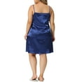 thumbnail image 3 of Unique Bargains Women's Plus Size Spaghetti Strap Adjustable Lace Nightdress Nightgowns 1X Royal Blue, 3 of 6
