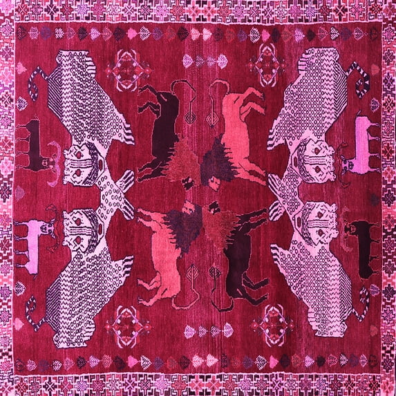 Ahgly Company Indoor Square Animal Pink Traditional Area Rugs, 8' Square