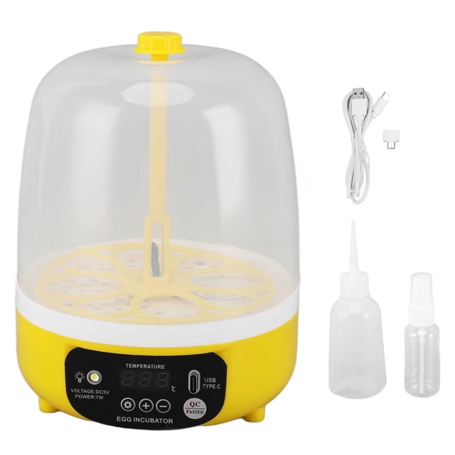Incubadora de 4 huevos con control de temperatura y humedad, visual, de bajo ruido, ahorro de energía, mini incubadora de aves de corral con USB para el hogar,