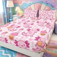 thumbnail image 4 of Manfei Animal Axolotl King Sheets,Cartoon Salamander Bedding,4-Piece,1 Flat Sheet,1 Fitted Sheet and 2 Pillowcases, 4 of 6