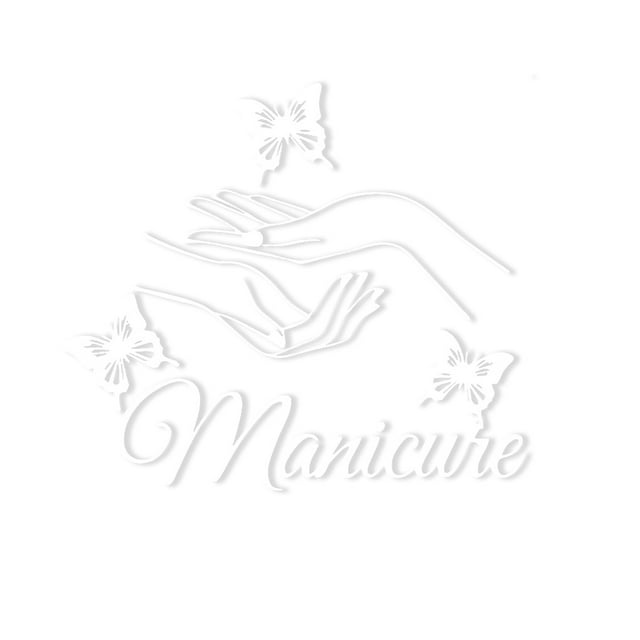 Naiovety Adhesivo de pared con gesto de mano para el hogar, adhesivo decorativo de PVC, tienda de manicura, salón, Spa, decoración extraíble Decoración del hogar Blanco