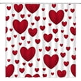 thumbnail image 1 of Cortina de ducha para el Día de San Valentín con diseño de corazón rojo, dulce amor, rosa rubor, pareja romántica, mujer y niña, cortina de baño con ganchos, 180 cm de ancho x 180 cm de alto, 1 of 6