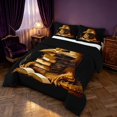 thumbnail image 2 of Manfei Golden Dragon Animals King Size Comforter Sets,Vintage Book Comforters King Size,Black Orange,Black Reversible,3 Pieces,1 Comforter and 2 Pillowcases, 2 of 7