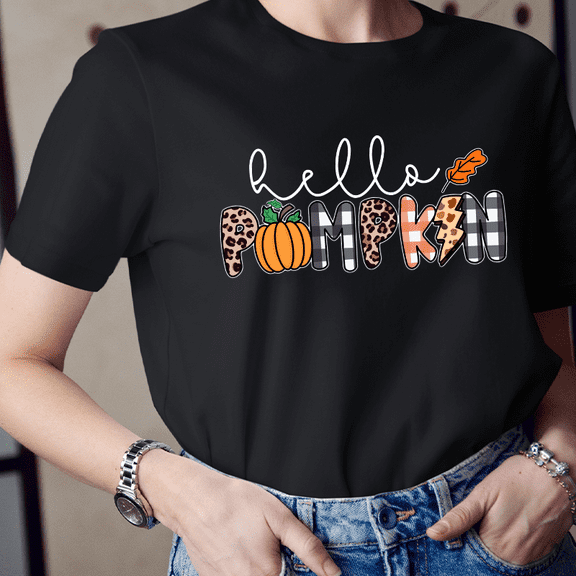 Hello Pumpkin T-Shirt, Cute Fall Halloween Shirt, Spooky Season Tee for Women and Men, Pumpkin Patch Outfit, Unisex Fall Shirt