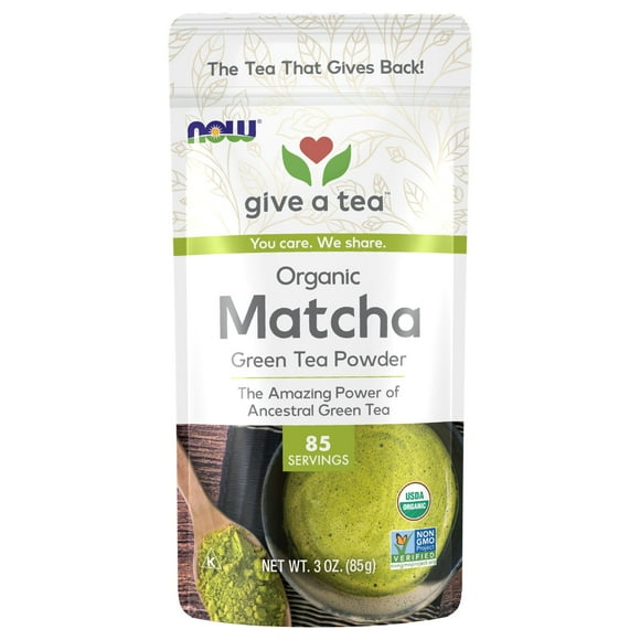 Té verde matcha en polvo NOW Foods, 85 ml, certificado orgánico