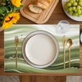 thumbnail image 4 of Green Abstract Waves Placemats Set of 4, Gradient Fluid Luxury Oil Painting Placemats for Dining Table, Place Mats for Kitchen Tabletop, Waterproof Wipeable Dining Table Mats Set, 4 of 9