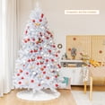 thumbnail image 4 of Gymax 8 FT White Artificial Christmas Tree Hinged Unlit Iridescent Xmas Tree, 4 of 10