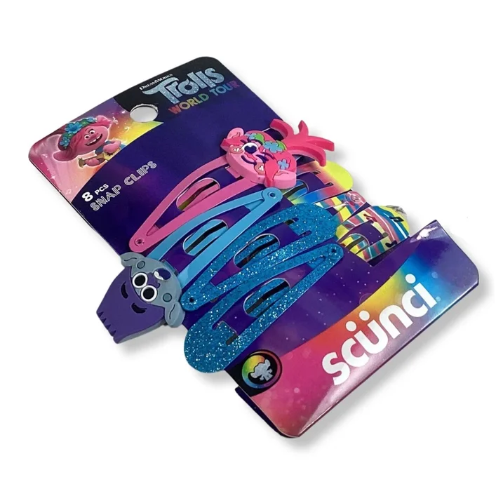 Scunci Trolls World Tour Multicolor Snap Clips 64 Count - Pack of 8