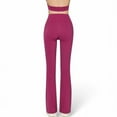 thumbnail image 4 of Women's High-Waist Flared Leggings with Stretch Fabric and Contoured Fit - Large, Fuchsia, 4 of 6