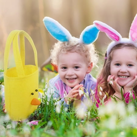 

Easter Buckets Easter Bunny Baskets with Handles Empty Plastic Easter Pails for Kids Easter Egg Hunt Party Favors Bunny Ear Bag Tote Bag for Egg Hunting - Easter Bags Bulk - Easter Favor Bags