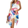 thumbnail image 4 of Pantalones Cortos para Vestidos Bajos Mujeres sin Mangas Cuello Redondo Cordón Ruffle A-Line Mini Vestido Poliéster, Vestido Casual para Citas Y Fiesta, 4 of 8