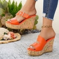 thumbnail image 3 of Platform Sandals for Women Cork Wedges Backless High Heels Open Toe 2026 Summer Fashion Buckle Strap Slip on Slides Red Size 9, 3 of 7