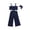 Blue, variant on IROINNID Girl's Stylsih Print Bow Suspender Vest With Long Pants Outfits 3PCS Set