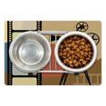 thumbnail image 1 of Movie Theater Pet Mat for Food and Water, Abstract Retro Style Colorful Composition with Projection and Strip Border, Non-Slip Rubber Mat for Dogs and Cats, 18" X 12", by Ambesonne, 1 of 2