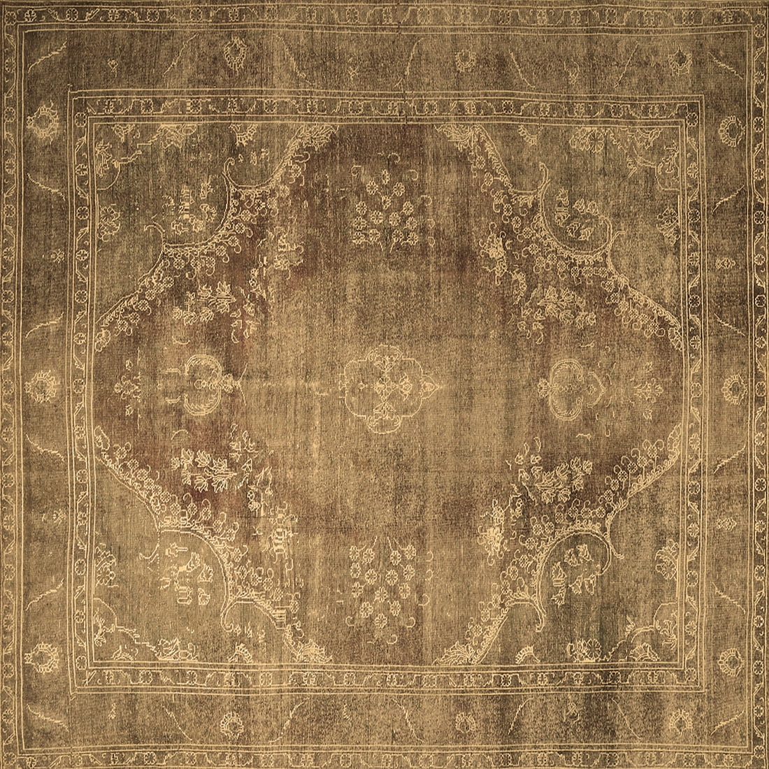 Brown Tribal Persian Earth Tone Square Scatter Rug, 20th Century For Sale  at 1stDibs