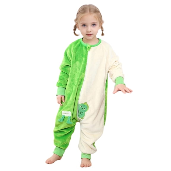 XIMIN Flannel Homewear Baby Sleeping Bag Unisex One Piece Pajamas Long Sleeve Zipper Sleepwear Wearable Sleeping Sack for Autumn Winter Boys Girls