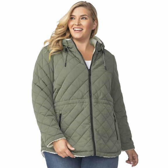 Free Country Women's Plus Size Switch It Up Cloud Lite Reversible Jacket Vine 2X