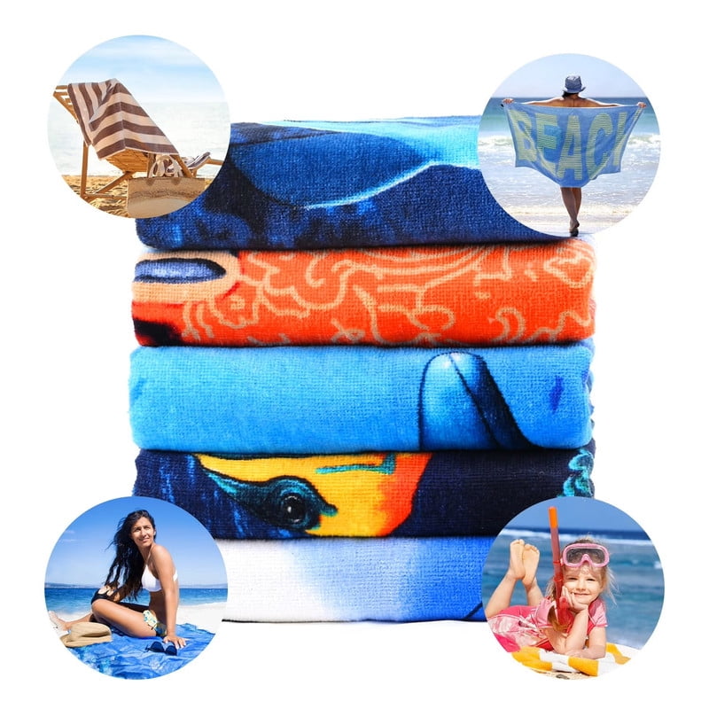 JML 100% Cotton Beach Towel,Soft & Quick-Dry Pool Towel,Perfect for Beach,Swimming,Colorful Fishes,28"x58"