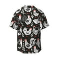 thumbnail image 6 of Lsque Laying Hens And Roosters print Men's Cuban Collar Short Sleeve Shirt Summer Beachwear Casual Button Down Fashionable Vacation Leisure Shirt-X-Large, 6 of 7