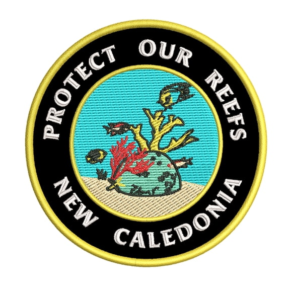 Protect Our Reefs! New Caledonia 3.5 Inch Iron Or Sew On Embroidered Fabric Badge Patch Ocean Beach, Salt Life Iconic Series
