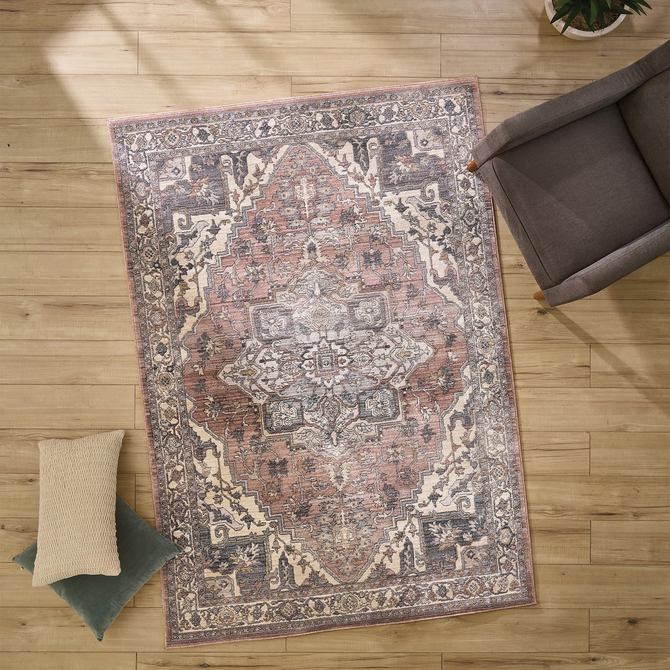 Better Homes & Gardens Mauve Persian Medallion Indoor Area Rug, 5' x 7'