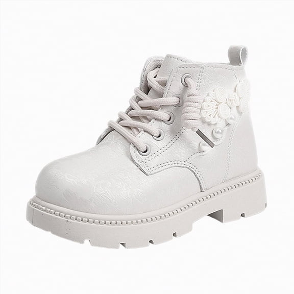 CAICJ98 Toddler Ankle Boots for Girls Side Zipper Lace Up Riding Boots Dress Combat Boots Toddler Girl (Little Kid/Big Kid),3