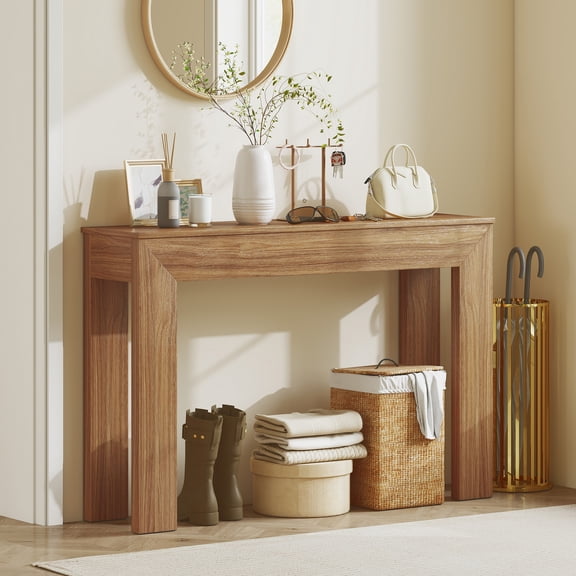 HOMCOM 47" Console Table, Modern Narrow Sofa Table for Living Room, Entryway, Hallway, Walnut