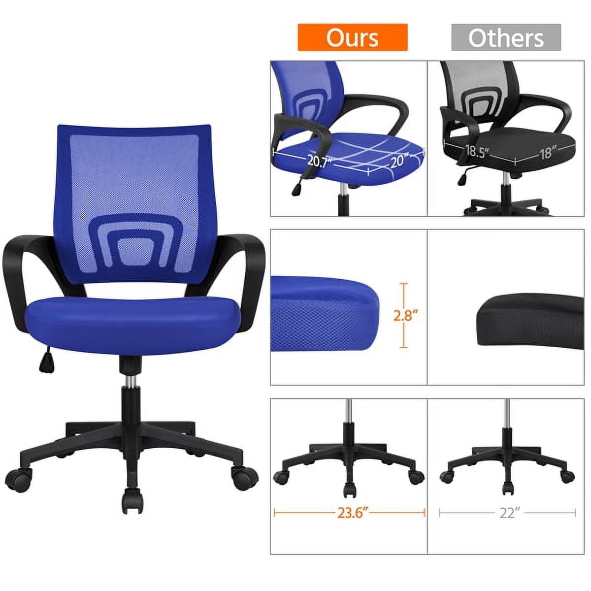 Renwick Adjustable Mesh Swivel Office Chair with Armrest, Set of 2, Blue