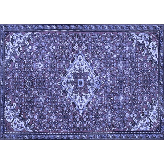 Ahgly Company Machine Washable Indoor Rectangle Persian Blue Traditional Area Rugs, 6' x 9'