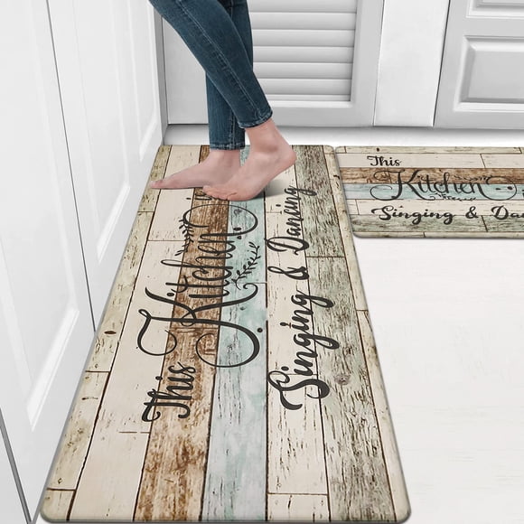 HEBE Anti Fatigue Mat Kitchen Rug Set 2, Kitchen Mats for Floor, Non Slip Waterproof Cushioned Kitchen Floor Mat, Ergonomic Comfo