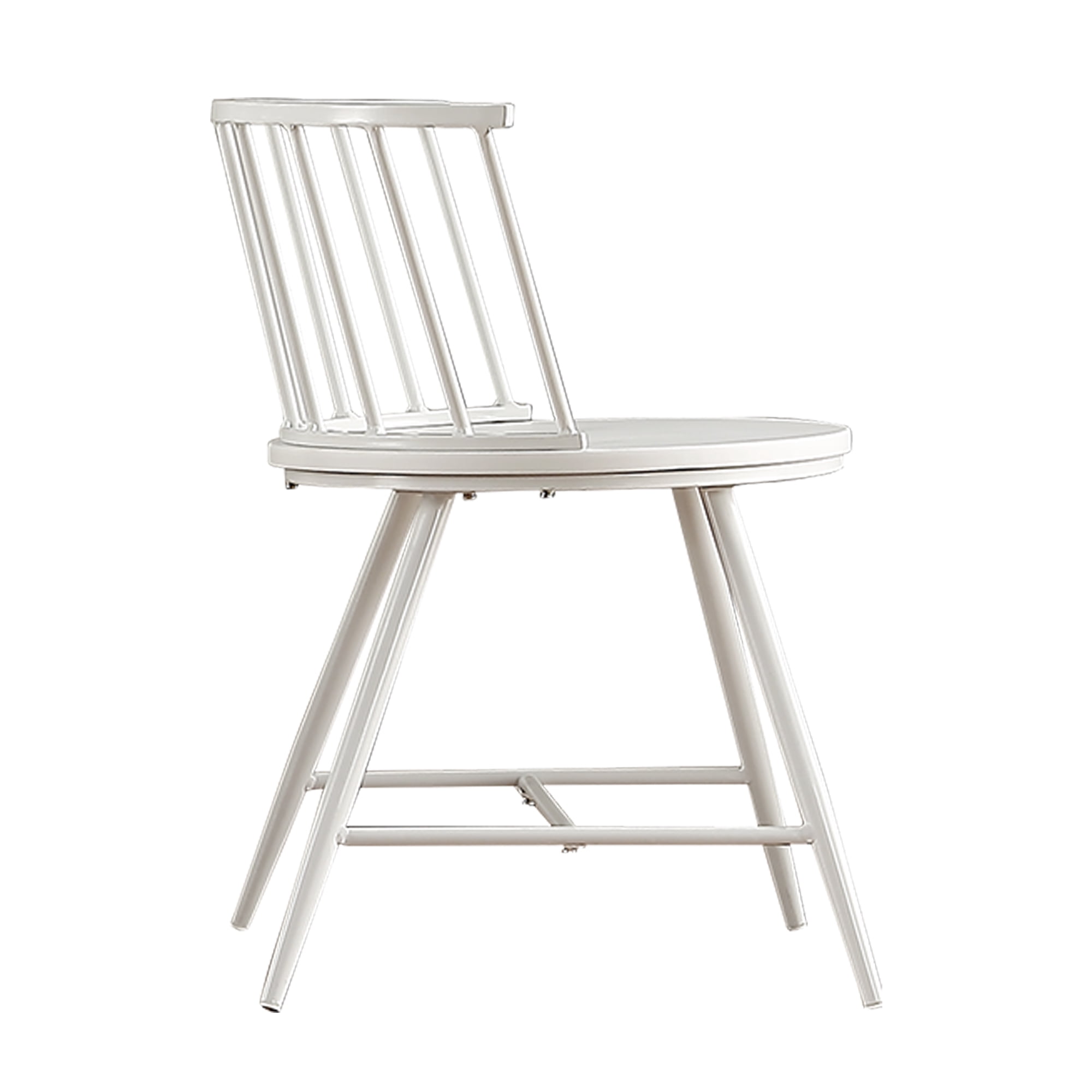Weston Home Chelsea Low Back Metal and Wood Dining Chair, Set of 2, White