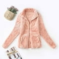 thumbnail image 2 of Womens Full Zip Up Sherpa Lapel Fuzzy Fleece Jacket Oversized Fluffy Coat, 2 of 8