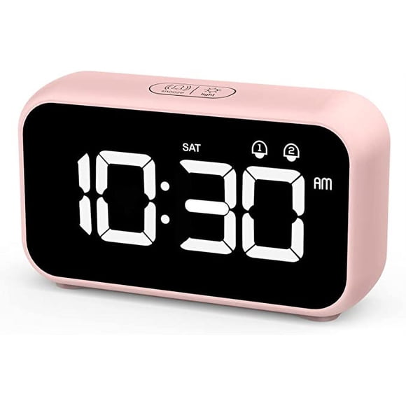 Réveil Numérique LED avec Fonction Snooze, Surface Miroir Rechargeable USB 12/24H pour Chambre Bureau