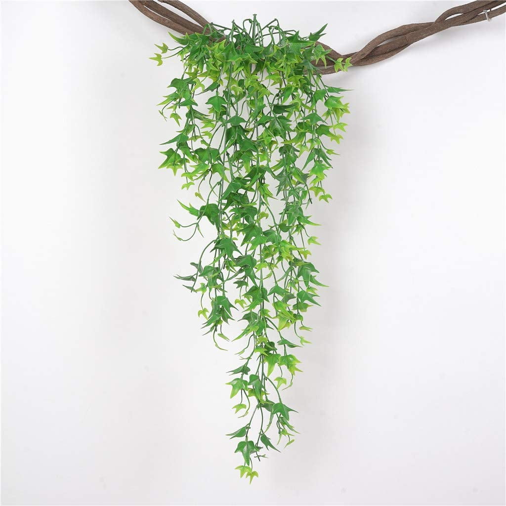 Artificial Vine, Sinhoon Hanging Ivy Sweet Potato Leaves Plastic Plants Foliage Vines, UV Resistant Greenery Fake Flowers for Indoor Outdoor Garden Door Wall Wedding Party Table Decoration Green 2Pcs