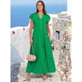 thumbnail image 4 of ANRABESS Womens Summer Maxi Dress V Neck Ruffle Sleeve Flowy Tiered Boho Casual Beach Vacation Sundress with Pockets, 4 of 9