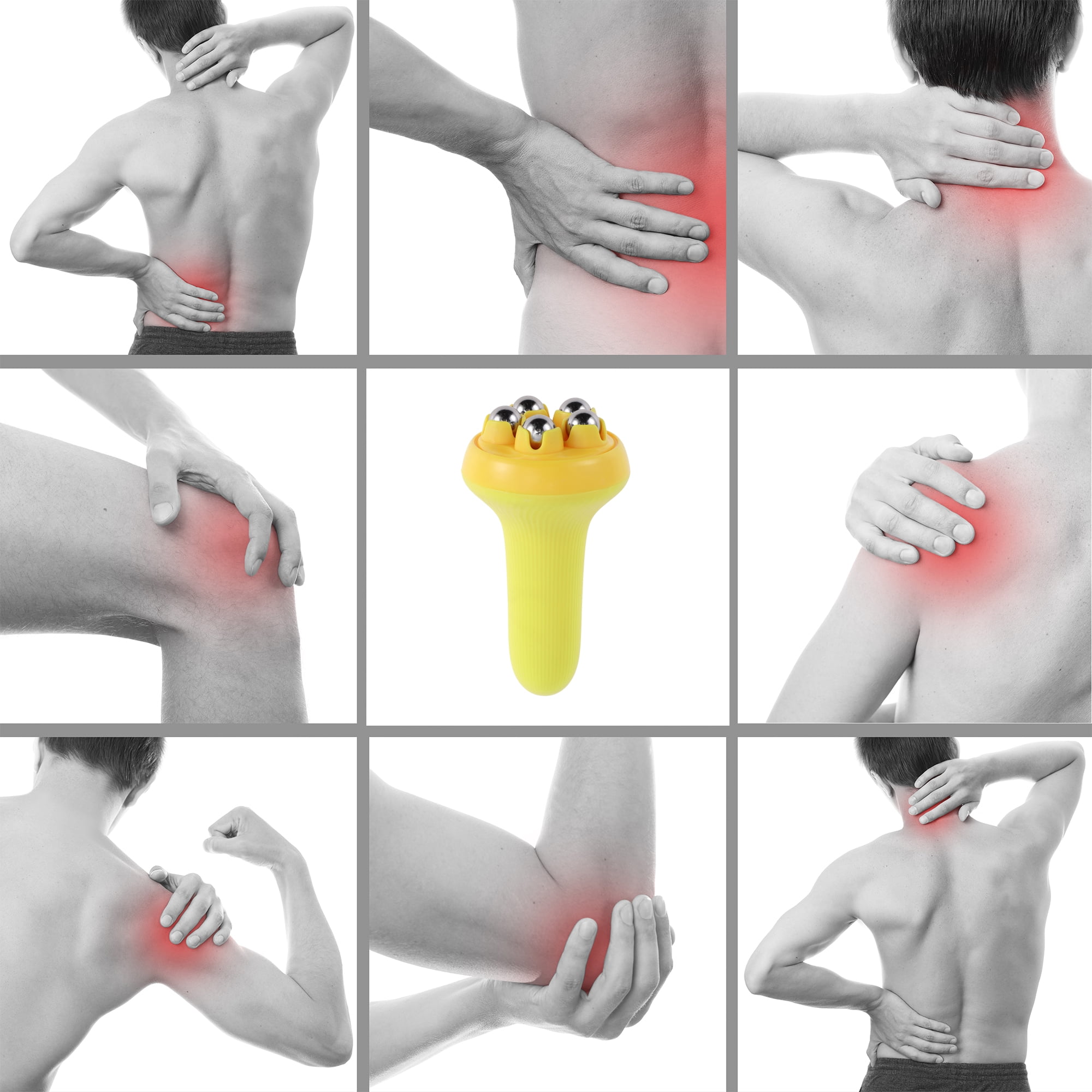 Unique Bargains Roller Massager Manual for Face and Body Ease Yellow