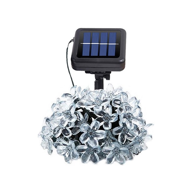 Matsuzay Luces de Navidad solares Lámparas LED Flor al aire libre Iluminación decorativa a prueba de agua Bar Dormitorio Puerta Telón de Iluminación navideña Blanco cálido/12m/100