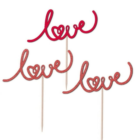 Love Cupcake Toppers Brenda Glitter Cardstock Set of 12 pcs