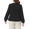 thumbnail image 4 of DARING DIVA Women's Plus Crew Neck Pleated Chiffon Blouse 4X Black, 4 of 6