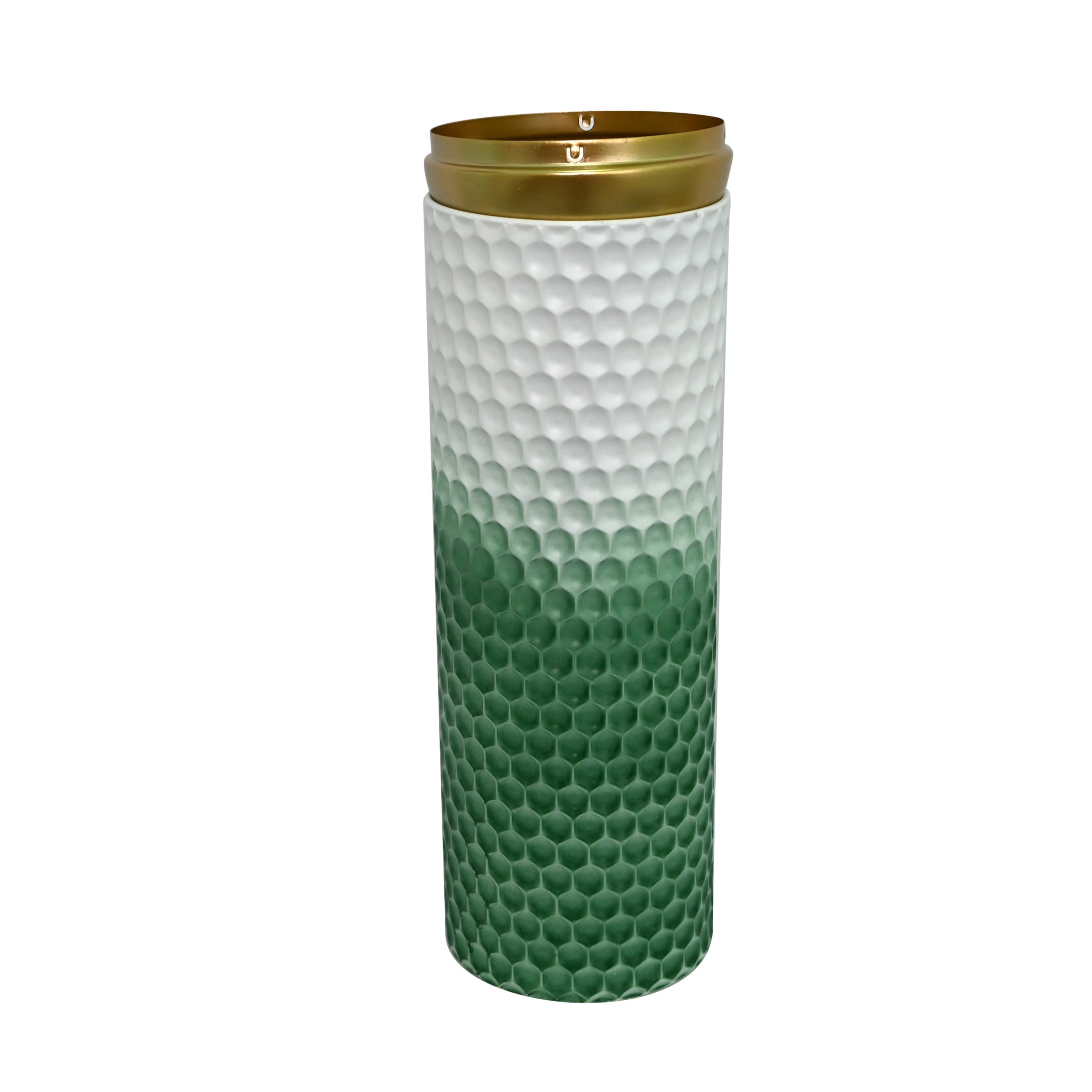 Noble House Set of 3 Decorative Metal Floor Vases, Tall Honeycomb Textured Vases for Home Decor, White+Green