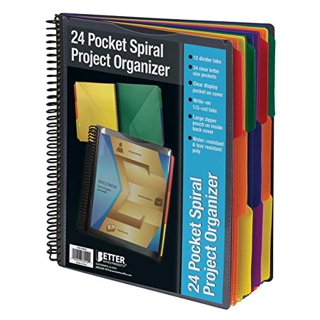 Performore 12 Pocket Spiral Subject Organizer with 6 Dividers, Folder Organizer Binder with Front Cover Pocket and Customizable Cover, Erasable